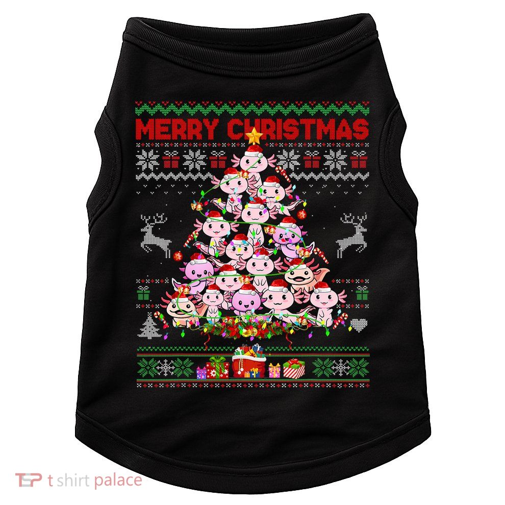 Cute Axolotl Christmas Tree Ugly Sweater   Doggie Tank