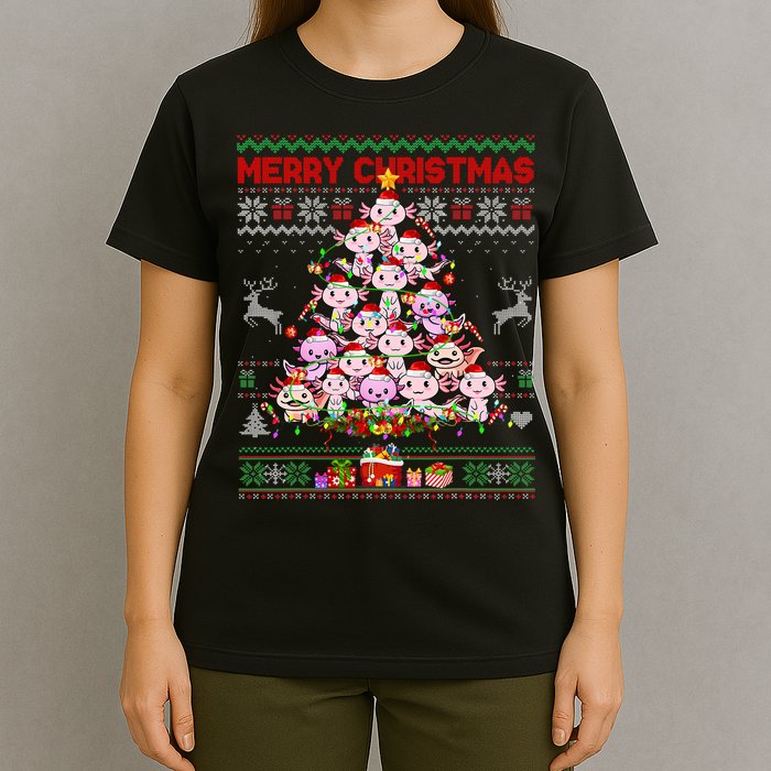 Cute Axolotl Christmas Tree Ugly Sweater   T-Shirt