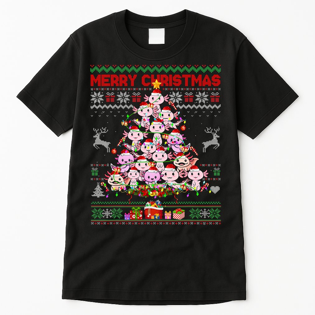 Cute Axolotl Christmas Tree Ugly Sweater   Tall T-Shirt