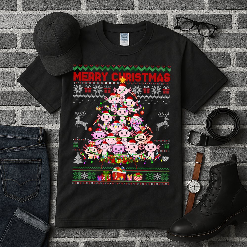 Cute Axolotl Christmas Tree Ugly Sweater   Tall T-Shirt