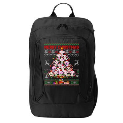 Cute Axolotl Christmas Tree Ugly Sweater   City Backpack