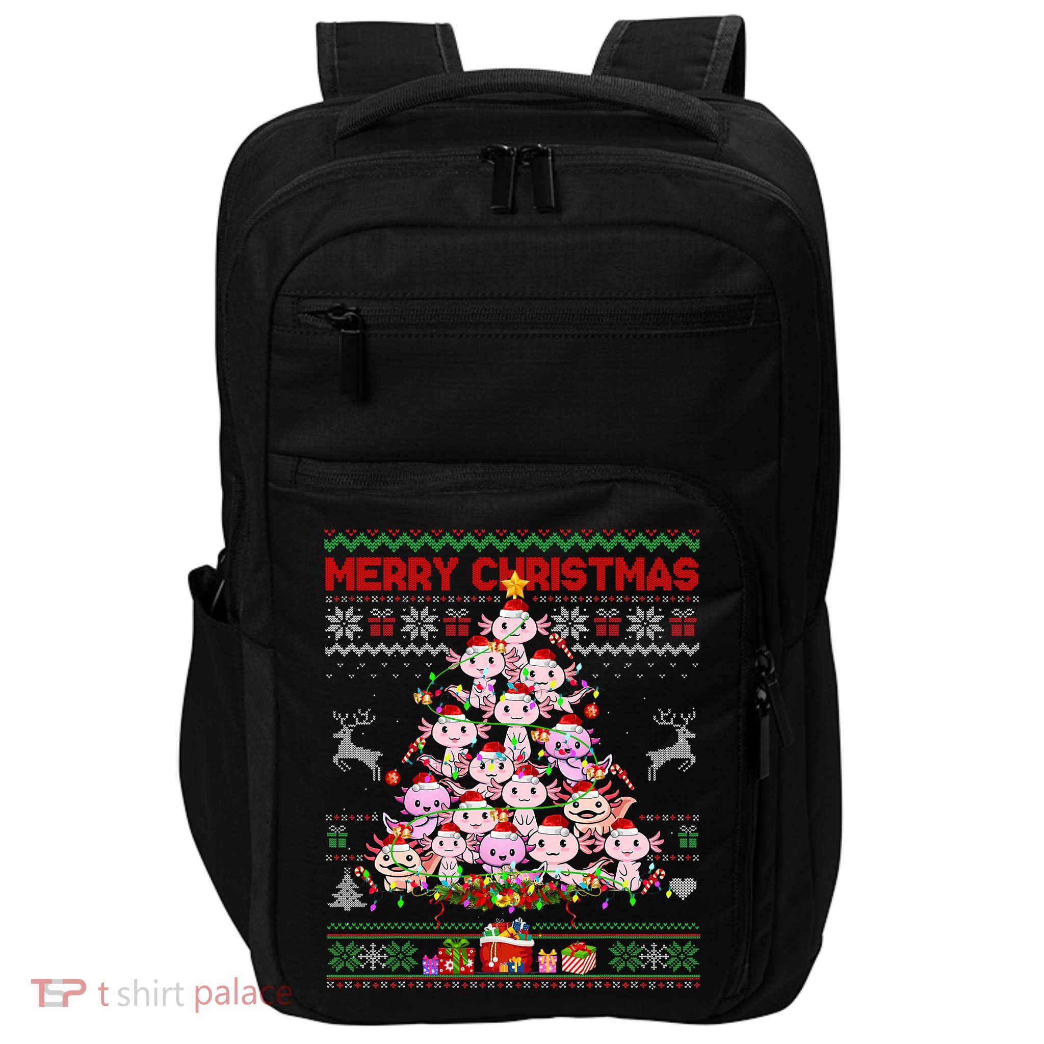 Cute Axolotl Christmas Tree Ugly Sweater   Impact Tech Backpack