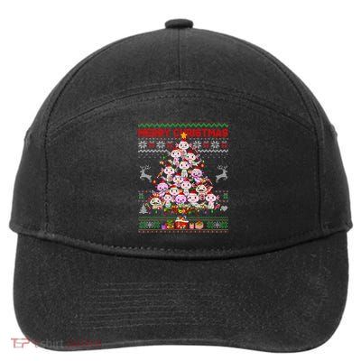 Cute Axolotl Christmas Tree Ugly Sweater   7-Panel Snapback Hat
