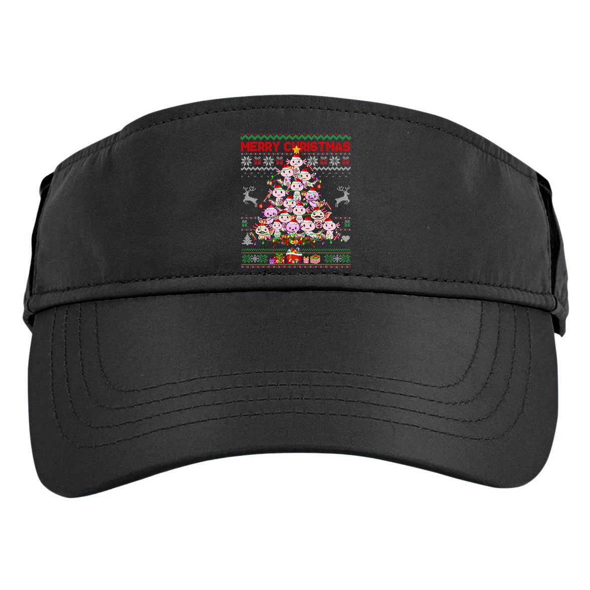 Cute Axolotl Christmas Tree Ugly Sweater   Adult Drive Performance Visor