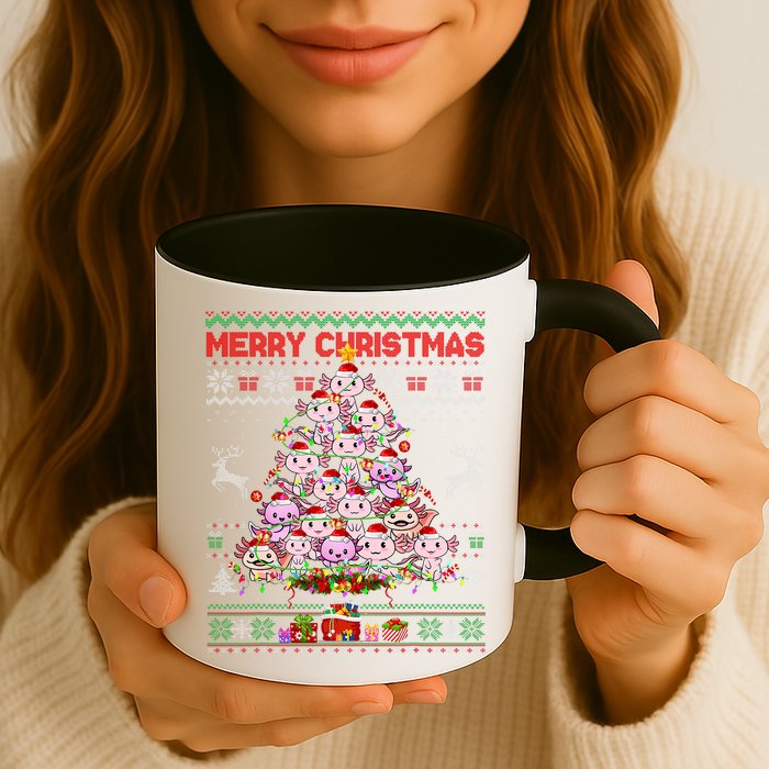 Cute Axolotl Christmas Tree Ugly Sweater   Mug