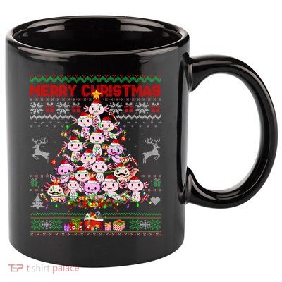 Cute Axolotl Christmas Tree Ugly Sweater   11oz C Handle Ceramic Mug