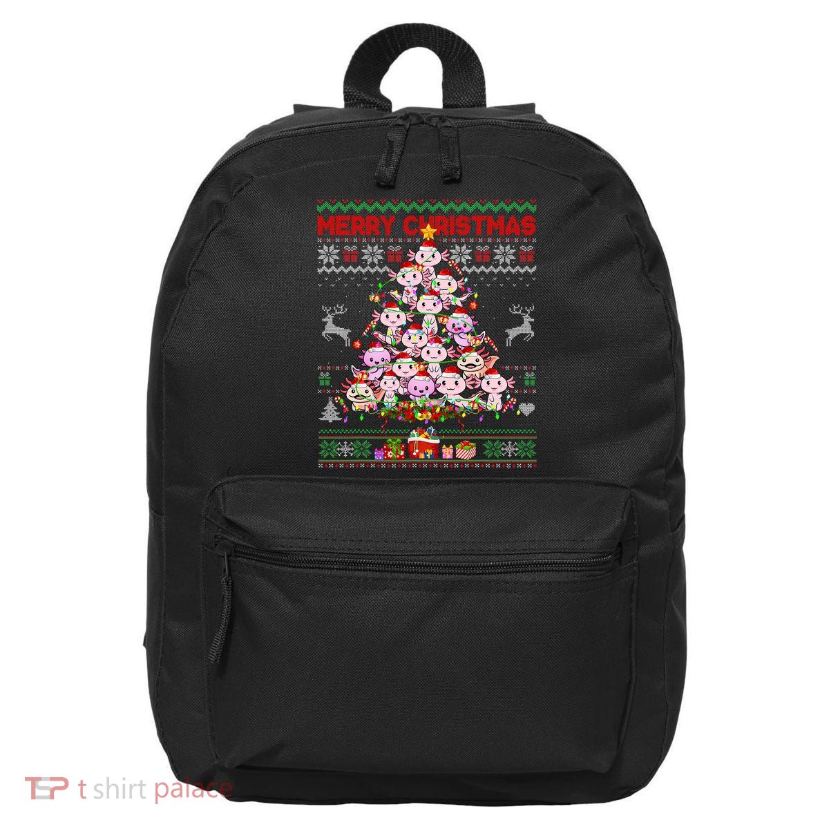Cute Axolotl Christmas Tree Ugly Sweater   16 in Basic Backpack