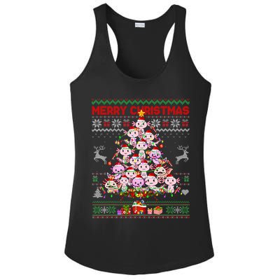 Cute Axolotl Christmas Tree Ugly Sweater   Ladies PosiCharge Competitor Racerback Tank