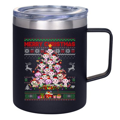 Cute Axolotl Christmas Tree Ugly Sweater   12oz Stainless Steel Coffee Mug