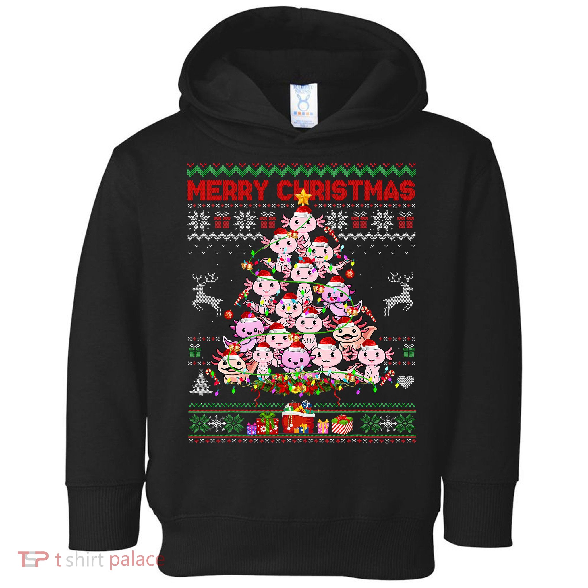 Cute Axolotl Christmas Tree Ugly Sweater   Toddler Hoodie