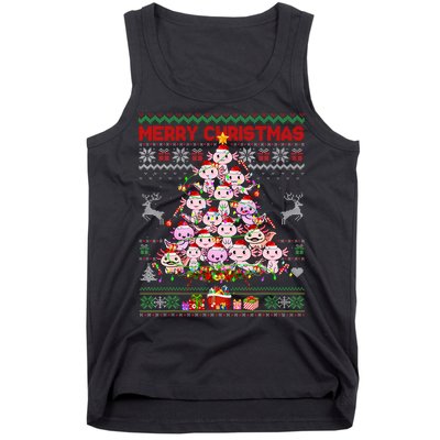 Cute Axolotl Christmas Tree Ugly Sweater   Tank Top