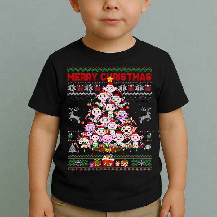 Cute Axolotl Christmas Tree Ugly Sweater   Toddler T-Shirt