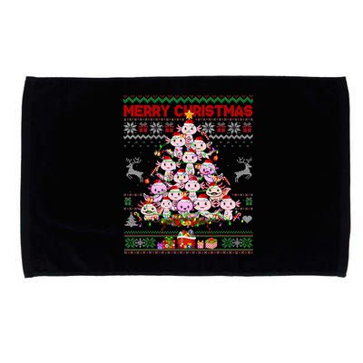 Cute Axolotl Christmas Tree Ugly Sweater   Microfiber Hand Towel