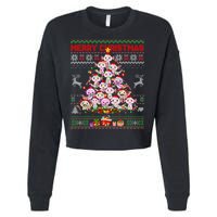 Cute Axolotl Christmas Tree Ugly Sweater   Cropped Pullover Crew