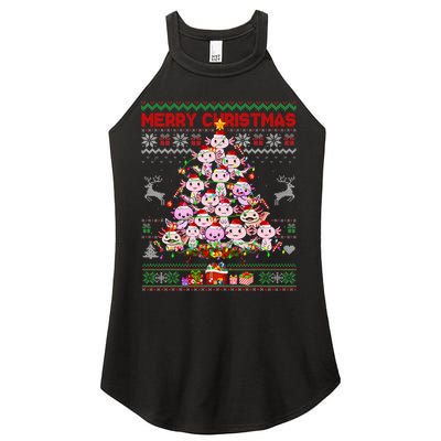 Cute Axolotl Christmas Tree Ugly Sweater   Women's Perfect Tri Rocker Tank