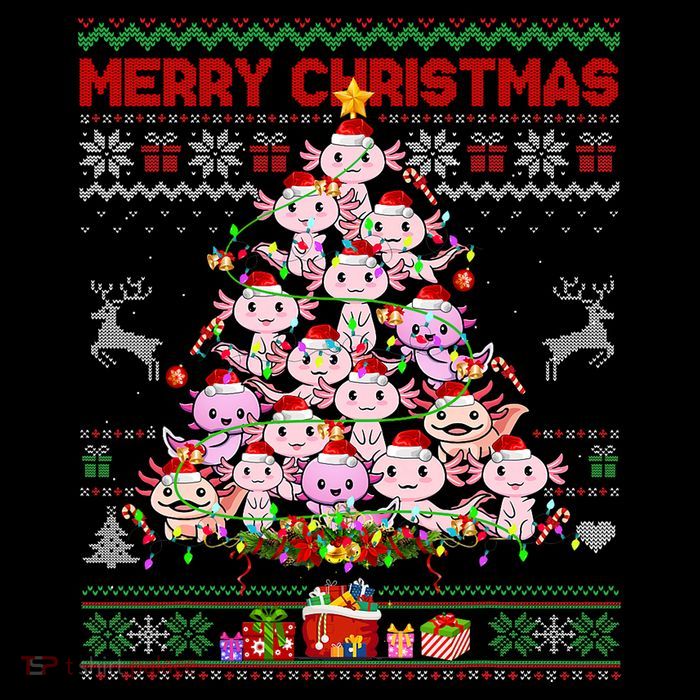 Cute Axolotl Christmas Tree Ugly Sweater   Wool Snapback Cap