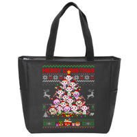Cute Axolotl Christmas Tree Ugly Sweater   Zip Tote Bag