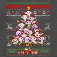 Cute Axolotl Christmas Tree Ugly Sweater   Vector Backpack