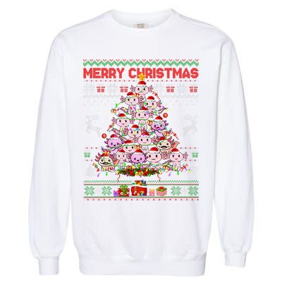 Cute Axolotl Christmas Tree Ugly Sweater   Garment-Dyed Sweatshirt