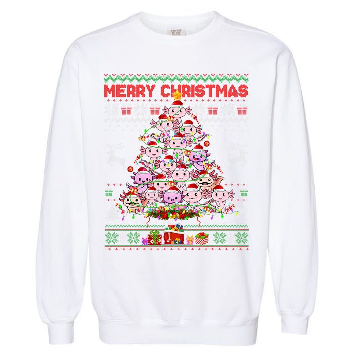 Cute Axolotl Christmas Tree Ugly Sweater   Garment-Dyed Sweatshirt
