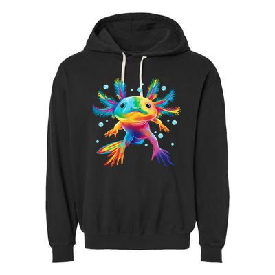 Cute Axolotl Colorful Axolotl Art Garment-Dyed Fleece Hoodie