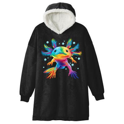 Cute Axolotl Colorful Axolotl Art Hooded Wearable Blanket