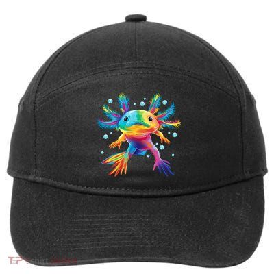 Cute Axolotl Colorful Axolotl Art 7-Panel Snapback Hat