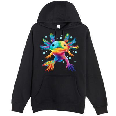 Cute Axolotl Colorful Axolotl Art Premium Pullover Hoodie