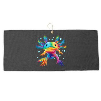 Cute Axolotl Colorful Axolotl Art Large Microfiber Waffle Golf Towel