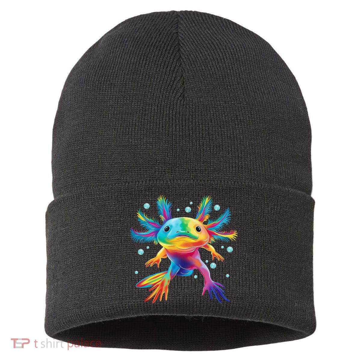 Cute Axolotl Colorful Axolotl Art Sustainable Knit Beanie