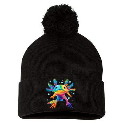 Cute Axolotl Colorful Axolotl Art Pom Pom 12in Knit Beanie