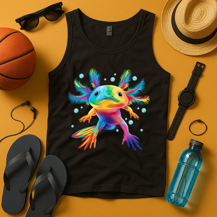 Cute Axolotl Colorful Axolotl Art Tank Top