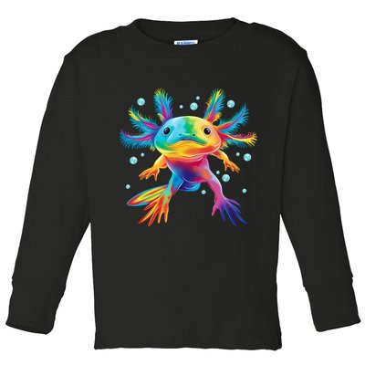 Cute Axolotl Colorful Axolotl Art Toddler Long Sleeve Shirt