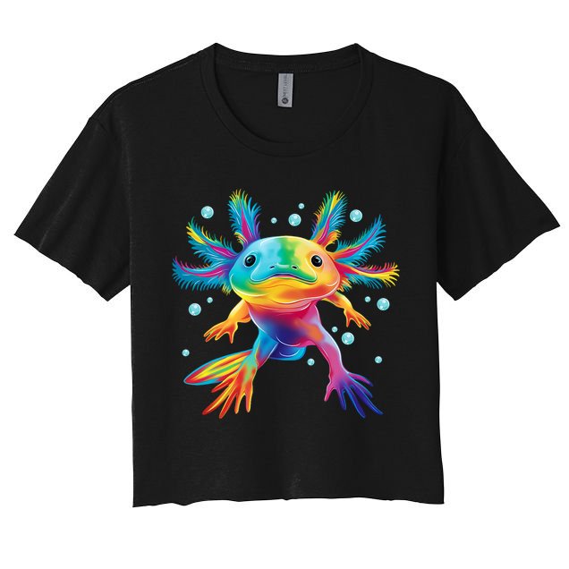 Cute Axolotl Colorful Axolotl Art Crop Top