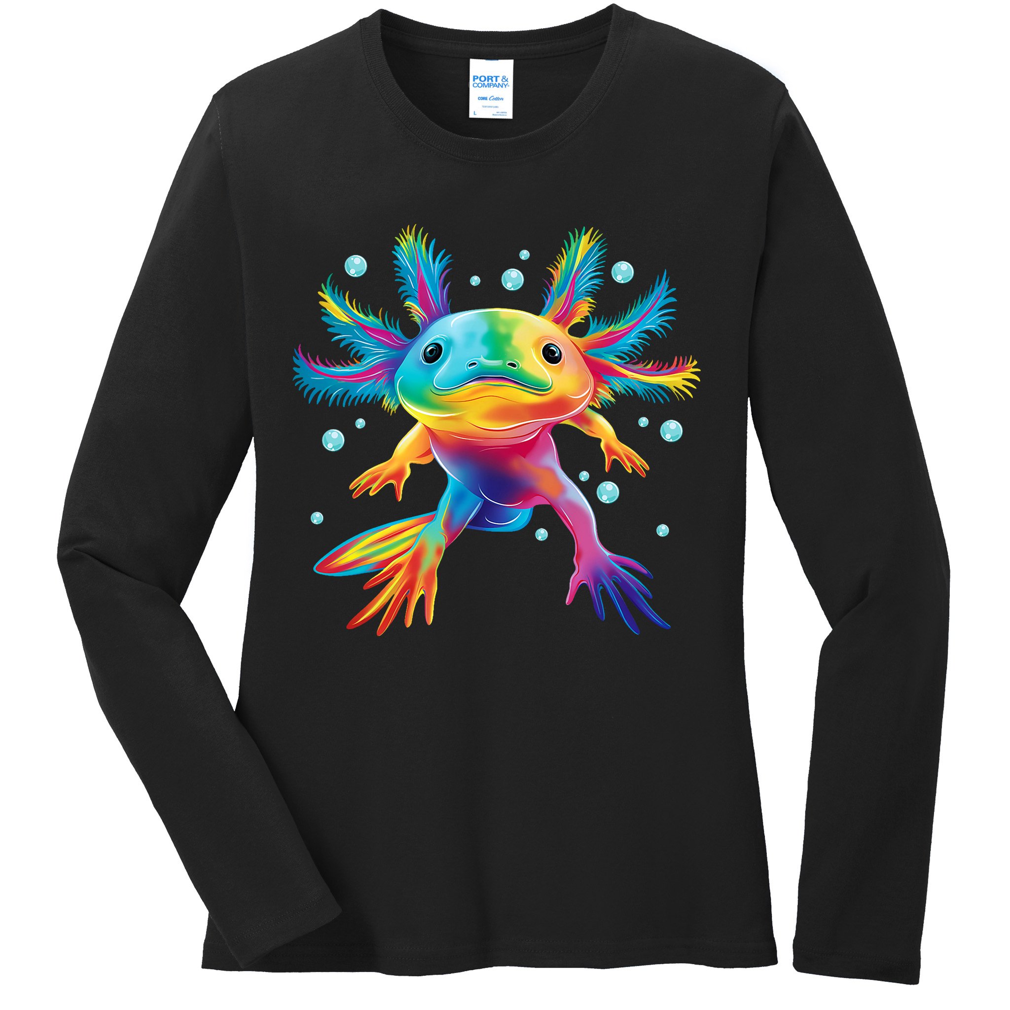 Cute Axolotl Colorful Axolotl Art Ladies Long Sleeve Shirt