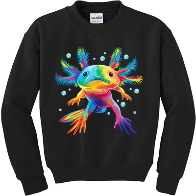 Cute Axolotl Colorful Axolotl Art Kids Sweatshirt