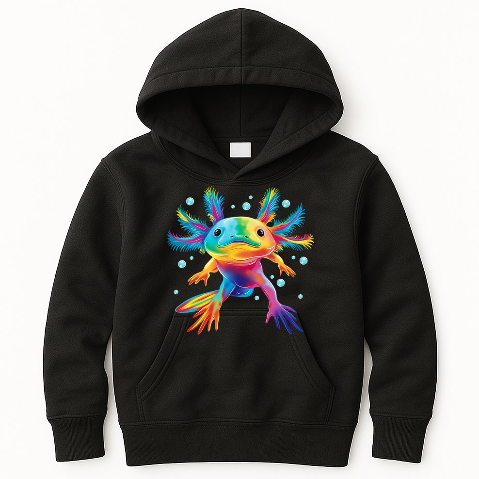 Cute Axolotl Colorful Axolotl Art Kids Hoodie