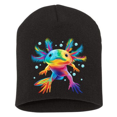 Cute Axolotl Colorful Axolotl Art Short Acrylic Beanie