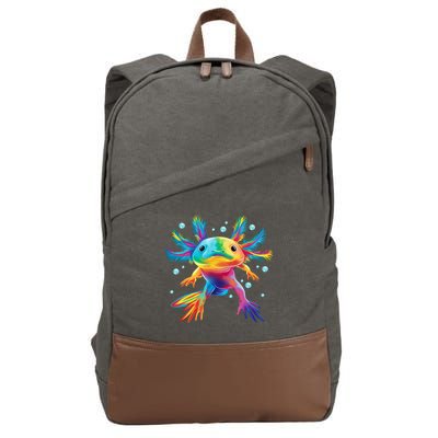 Cute Axolotl Colorful Axolotl Art Cotton Canvas Backpack