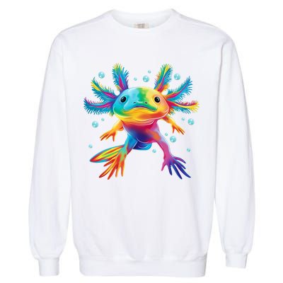 Cute Axolotl Colorful Axolotl Art Garment-Dyed Sweatshirt
