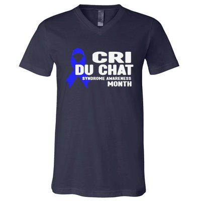 Cdc Awareness Cri Du Chat Syndrome Awareness Month V-Neck T-Shirt