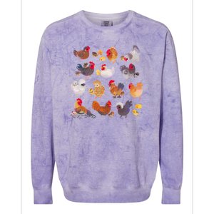 Chicken And Chick Pastel Colorblast Crewneck Sweatshirt