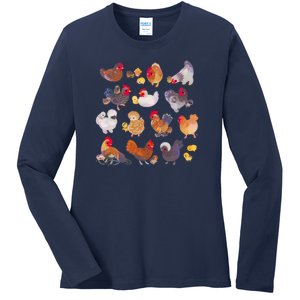 Chicken And Chick Pastel Ladies Long Sleeve Shirt