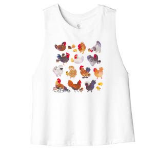 Chicken And Chick Pastel Women's Racerback Cropped Tank