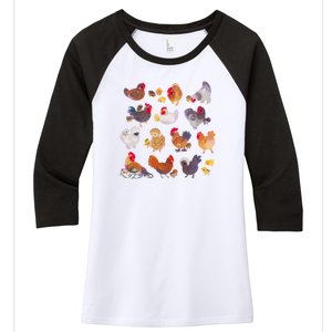 Chicken And Chick Pastel Women's Tri-Blend 3/4-Sleeve Raglan Shirt