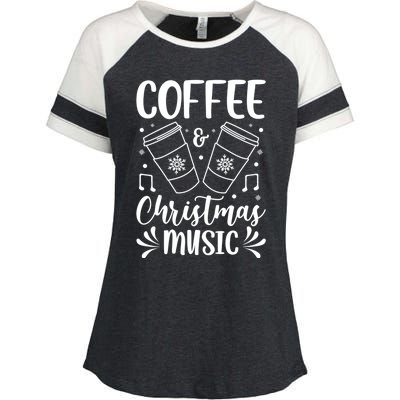 Coffee And Christmas Music Xmas Carols Fan Coffee Er Gift Enza Ladies Jersey Colorblock Tee