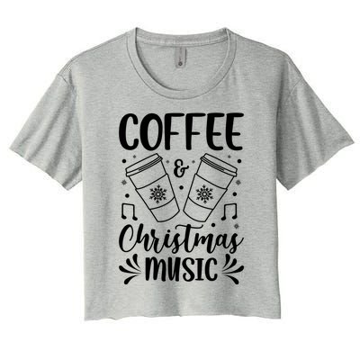 Coffee And Christmas Music Xmas Carols Fan Coffee Er Gift Women's Crop Top Tee