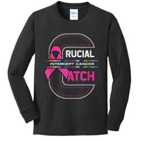 Crucial A Catch Intercept Cancer Breast Cancer Awareness Kids Long Sleeve Shirt