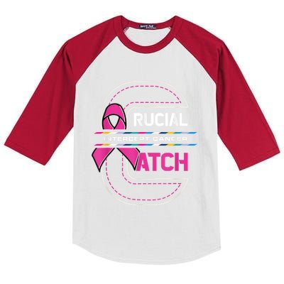 Crucial A Catch Intercept Cancer Breast Cancer Awareness Kids Colorblock Raglan Jersey