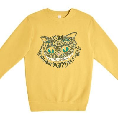 Cheshire Alice Cat We're All Mad Here Wonderland Premium Crewneck Sweatshirt